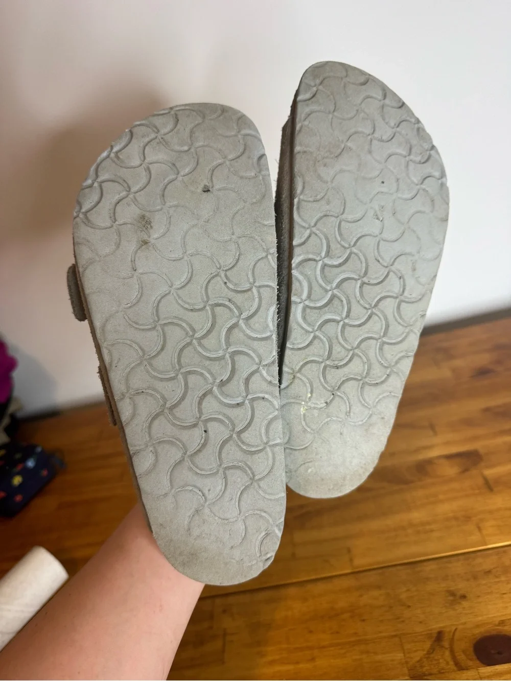 Birkenstock Soft Footbed Arizona Gray Suede Leather Slide Sandals Size 39